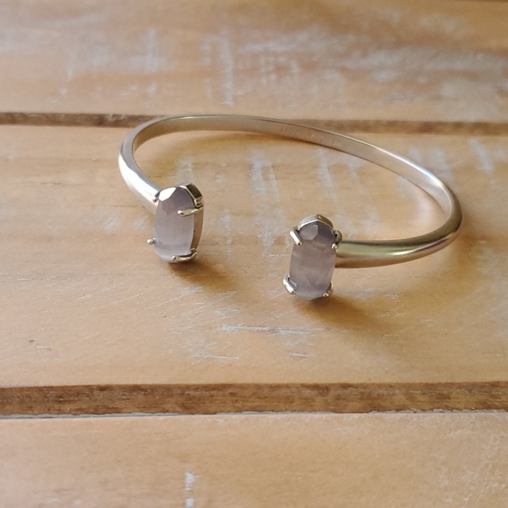 KS Edie Silver Cuff Bracelet in Slate Cats Eye